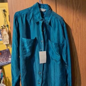 Women's Teal Silky Blouse